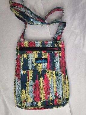 KAVU Keeper Crossbody Purse – "Fine Feathers" Pattern Add a pop of color to your